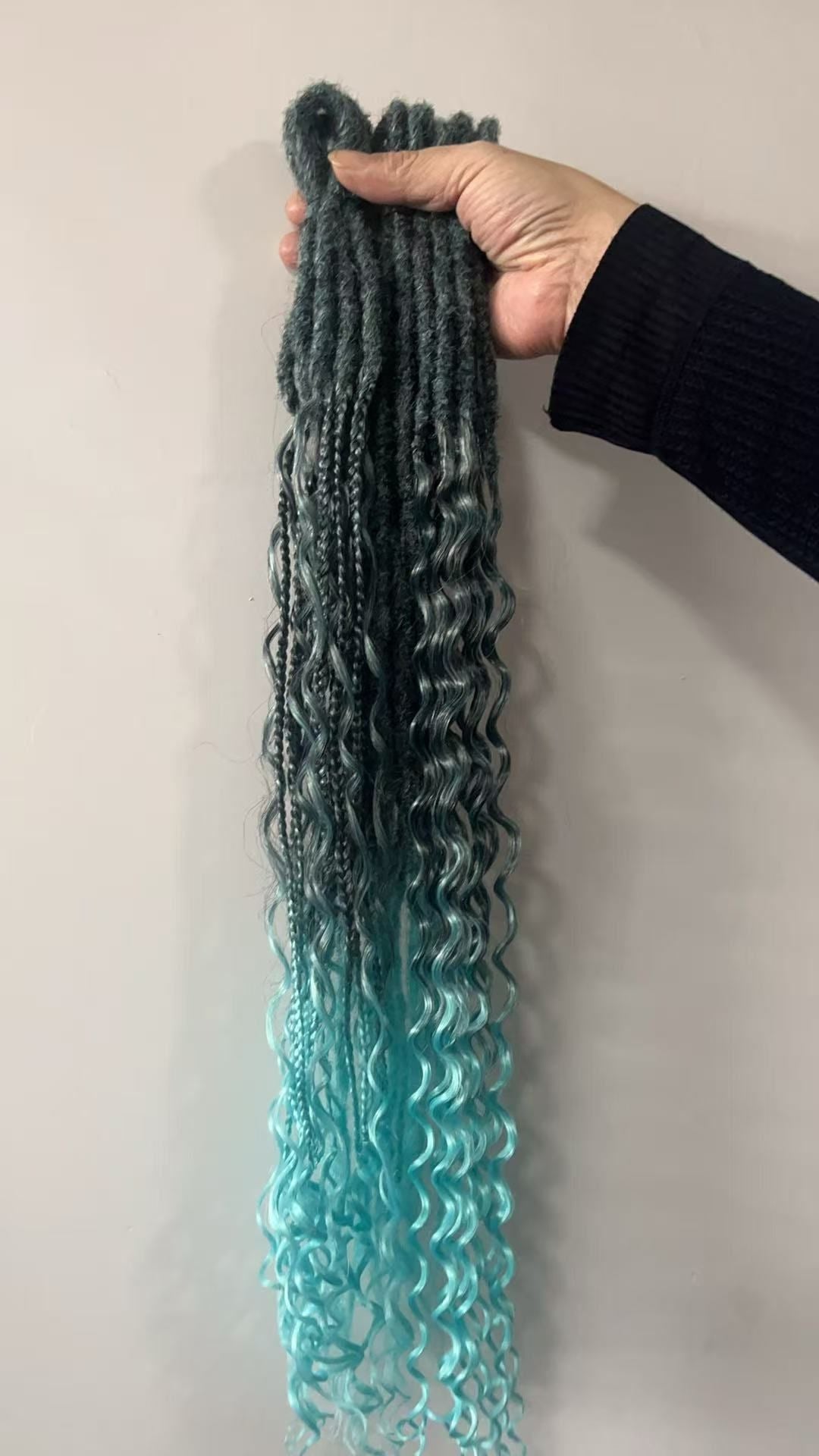 Three-strand Braid Double Tail Rolled Dreadlocks Other Wig