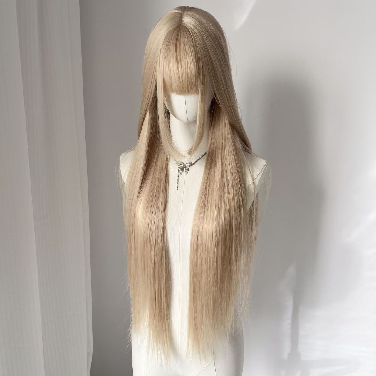 Women's For With Sideburns Bangs Light Team Long Straight Wig