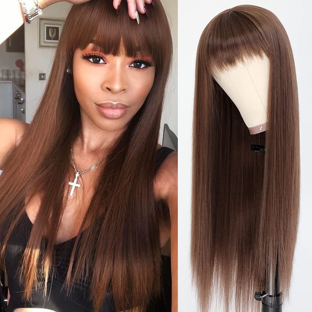 Women's Colorful Bangs Hair Chemical Fiber Long Straight Wig