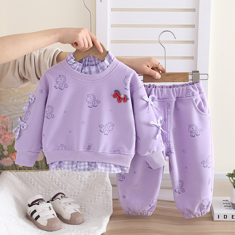 Children's Spring Sweater Fashion Funky Casual Two-piece Children's Suit