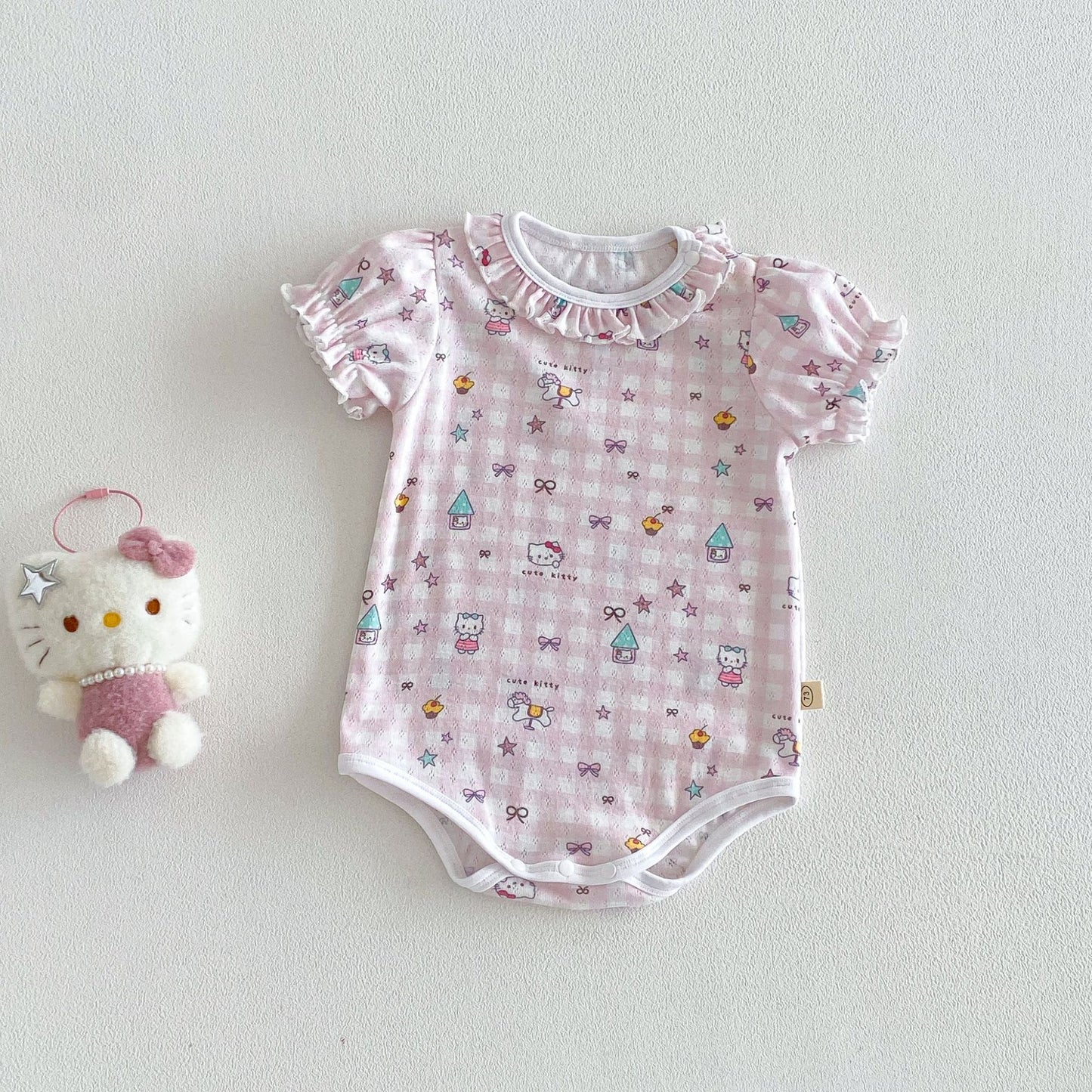 Cartoon Summer Super Cute Lace Collar Floral Romper Born Jumpsuit, Climbing Suit