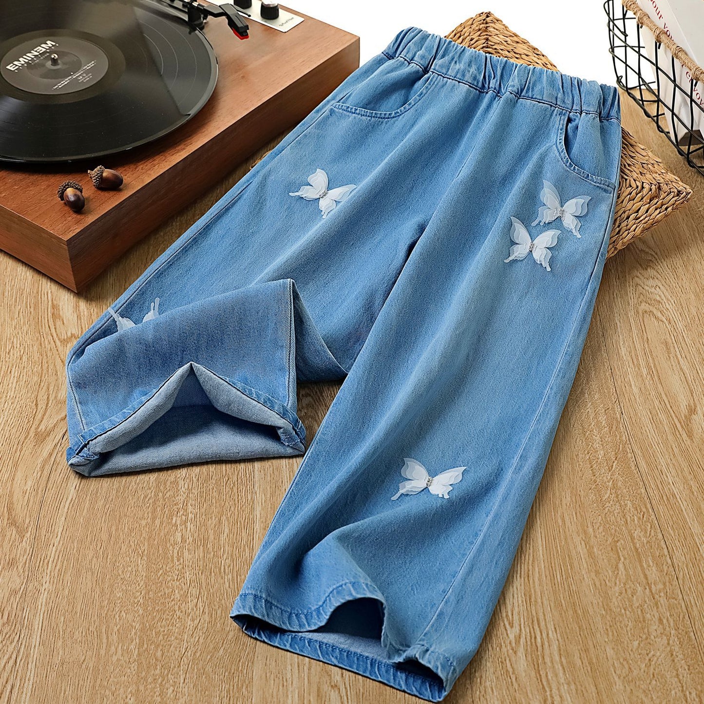Children's Domestic Matchet Three-dimensional Butterfly Middle Big Children's Pants
