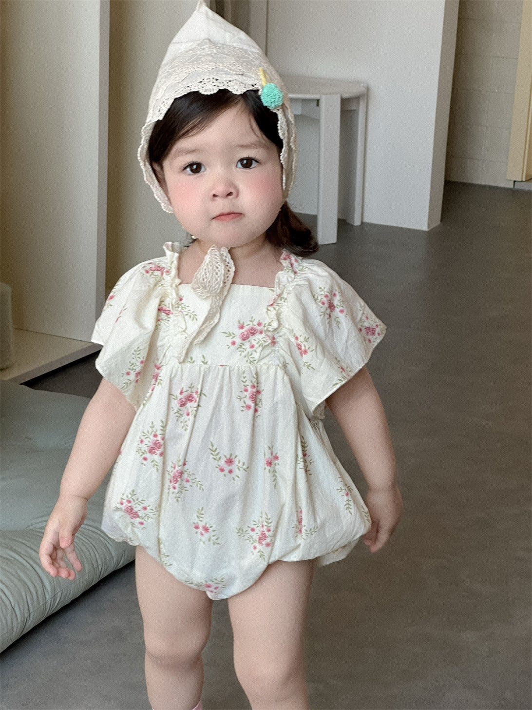 Children's Flower Jumpsuit Summer Clothes Thin Korean Style Clothing Jumpsuit, Climbing Suit