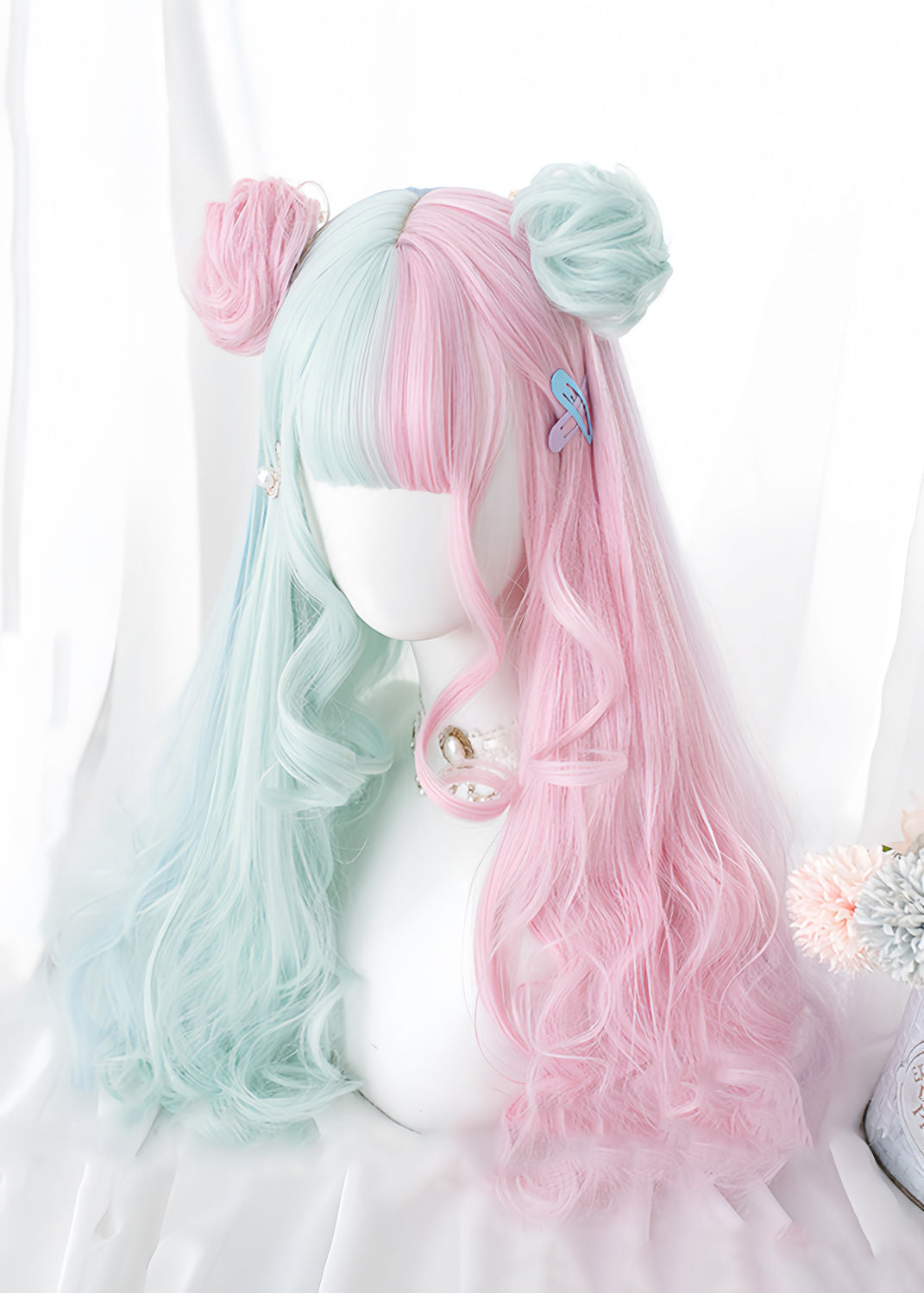 Women's Cover Long Hair Soft Natural Simulation Candy Color Cos Wig