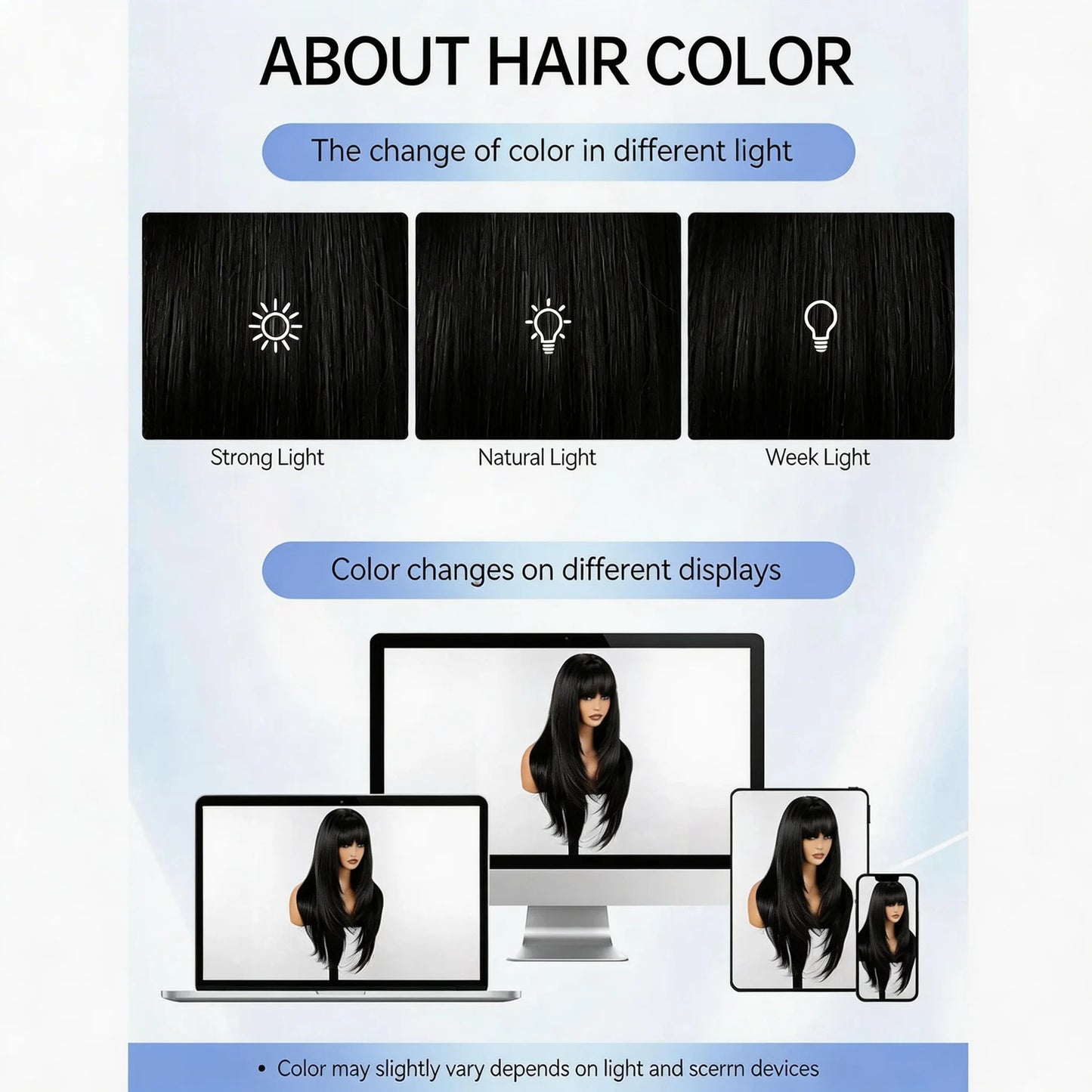 Fashion Bangs Black Hair Female African Long Straight Wig