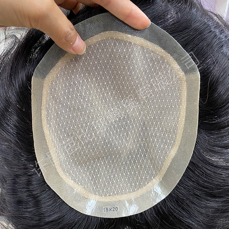 Men's Real Hair Hand-woven Set Double Hand Needle Forehead Invisible Biological Men's Wig