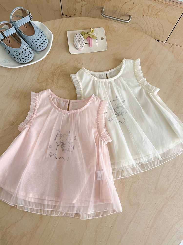 Cartoon Bear Mesh Vest Doll Shirt Children's T-shirt
