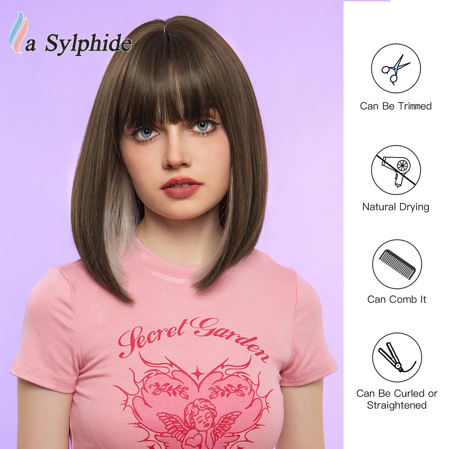 Face Natural Simulation Human Hanging Ear Dyed Wig Short Straight Hair