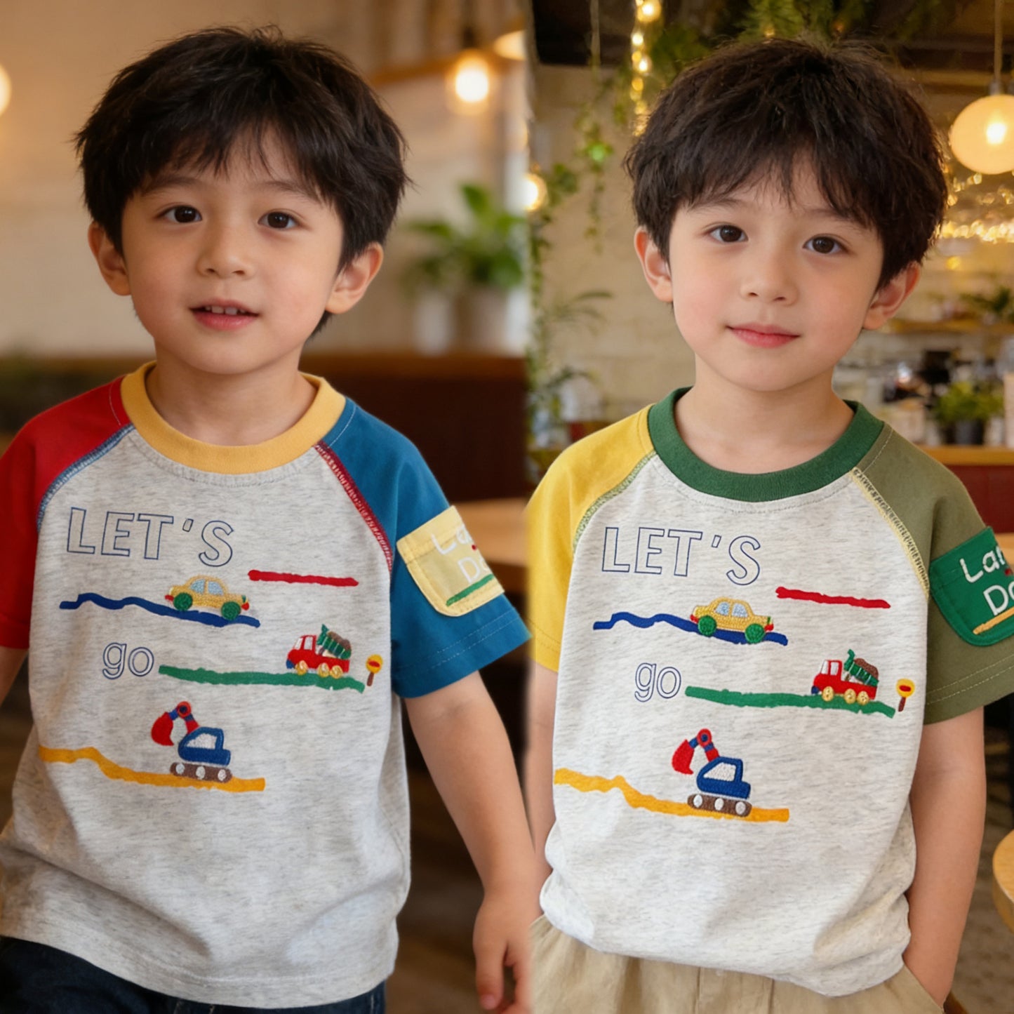 Children's Summer Short-sleeved Cartoon Printed Stitching Short Children's T-shirt