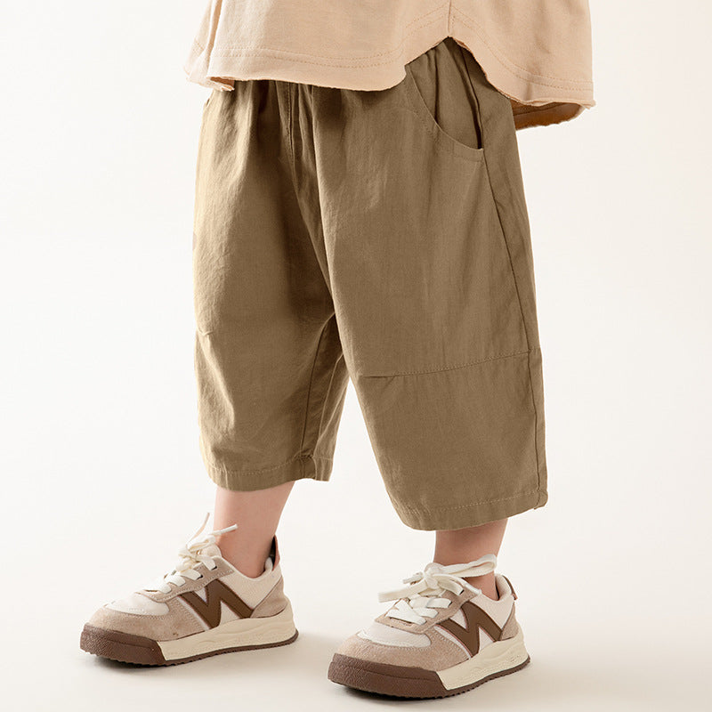 Children's Clothing Boy's Cropped Trousers Summer Korean Solid Color Thin Children's Pants