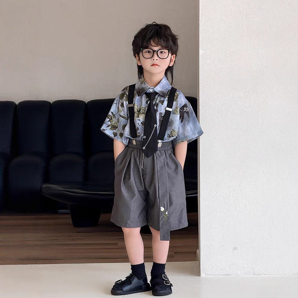 Children's Shirt Summer Korean Style Short Sleeve Children's Suit