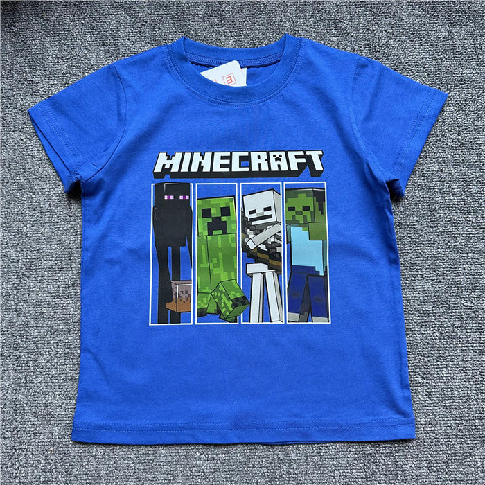 Children's Clothing Daily Order Summer My World Game Theme Series Solid Children's T-shirt