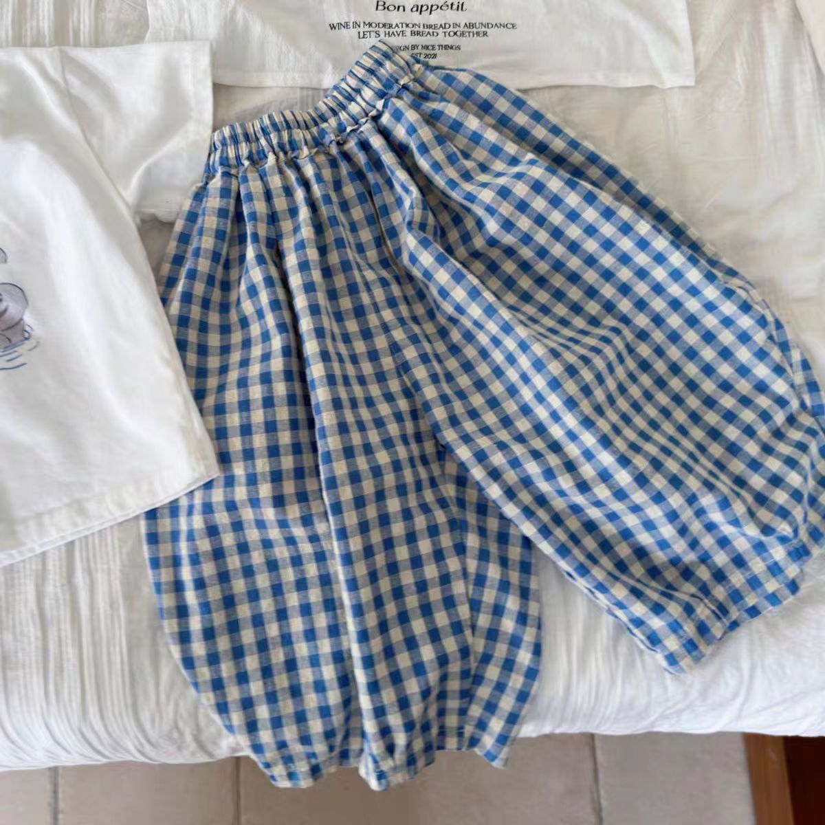 Children's Casual Western Style Personality Trendy Korean Color Matching Plaid Loose Children's Pants