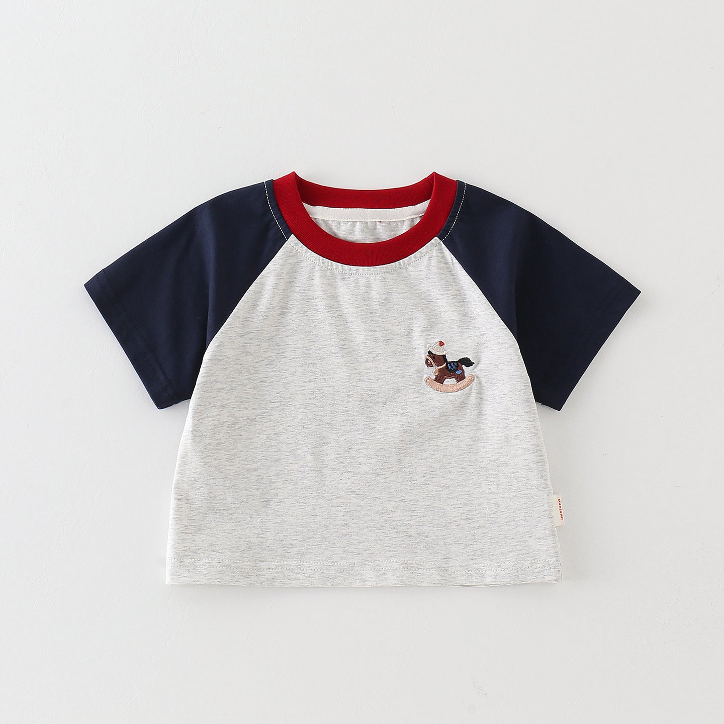 Versatile Top Korean Raglan Sleeve T-shirt Denim Shorts Two-piece Children's Suit