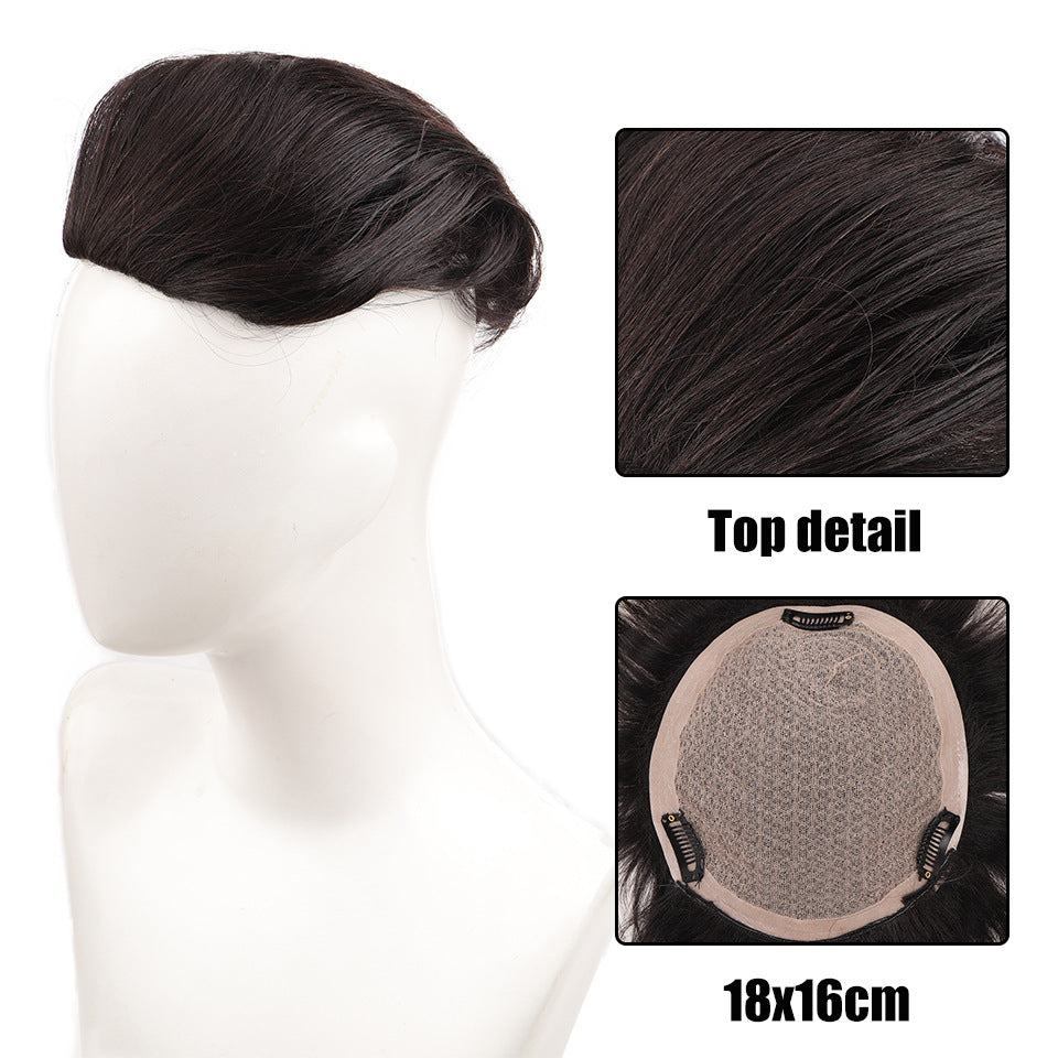 Men's Set Three-card Real Hair Supplementing Piece Breathable Internal Wig