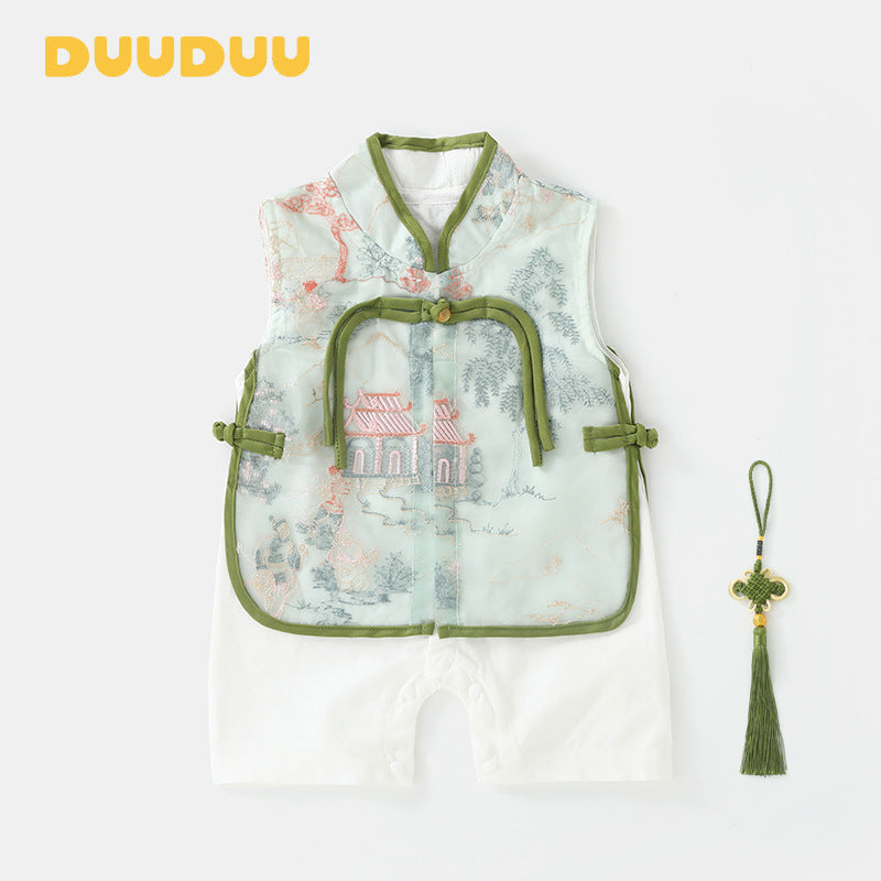 Spring Summer Thin One Month Old Clothes Chinese Jumpsuit, Climbing Suit