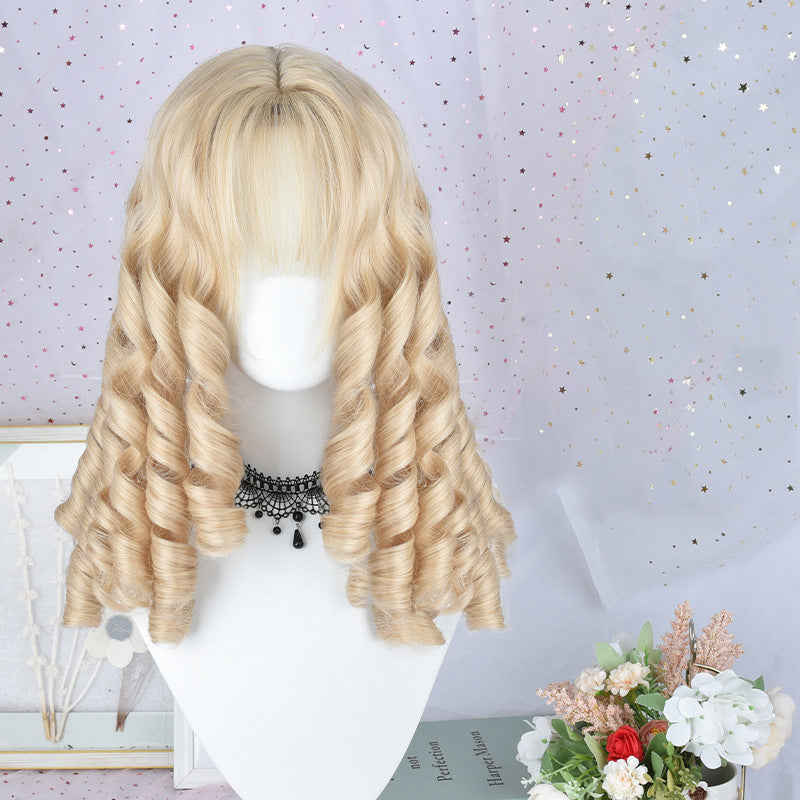 Women's Vintage Roman Curly Double Ponytail Collection Tiger Mouth Chuck Set Cos Wig