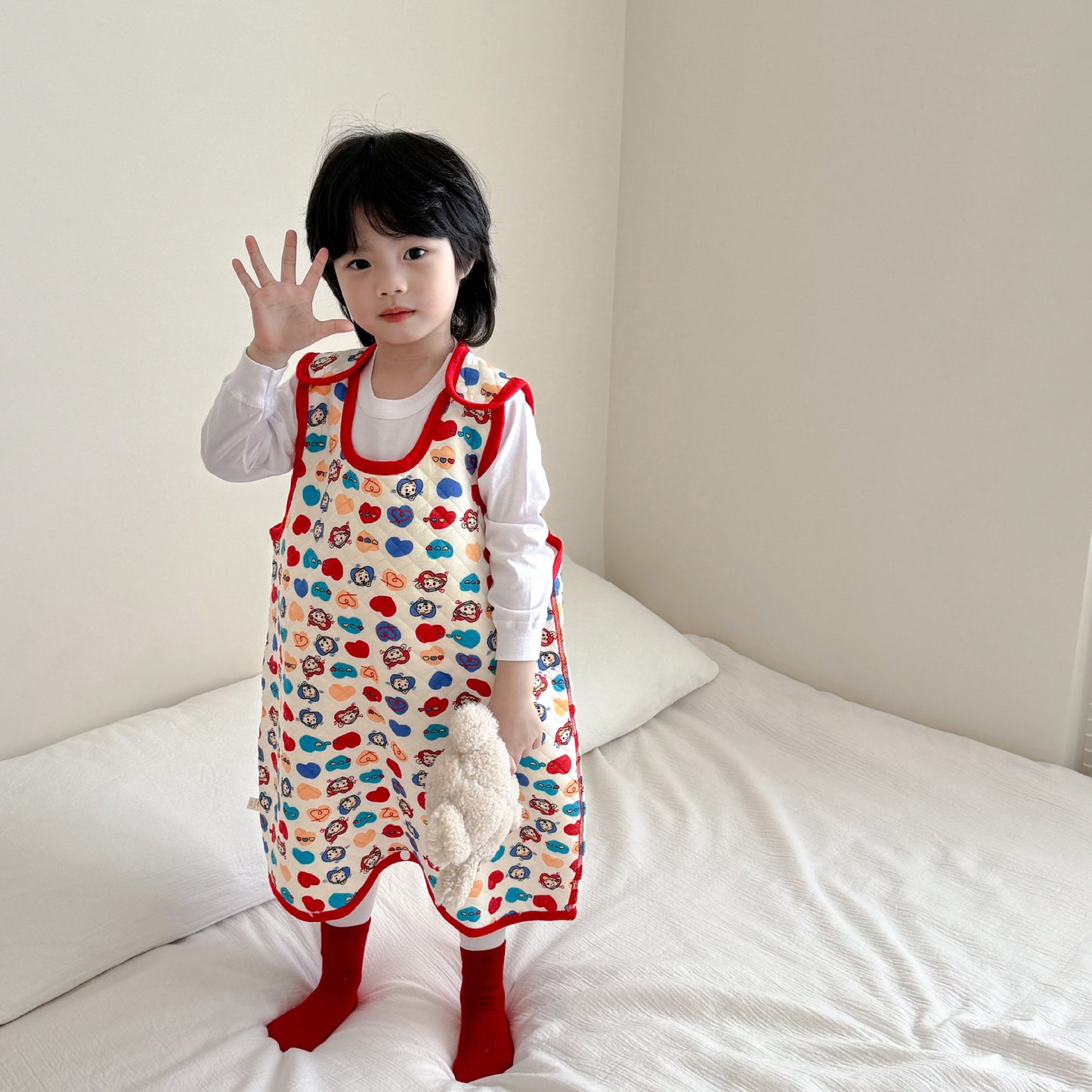 Children's Warm One-piece Pajamas Quilt Split Leg Middle Big Jumpsuit, Climbing Suit