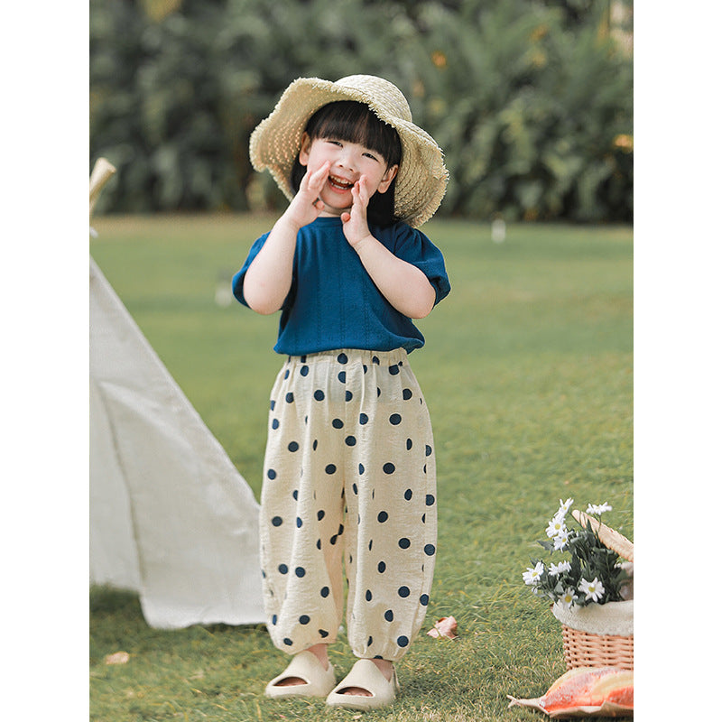 Children's Polka Dot Casual Outdoor Ice Silk Trousers Children's Pants