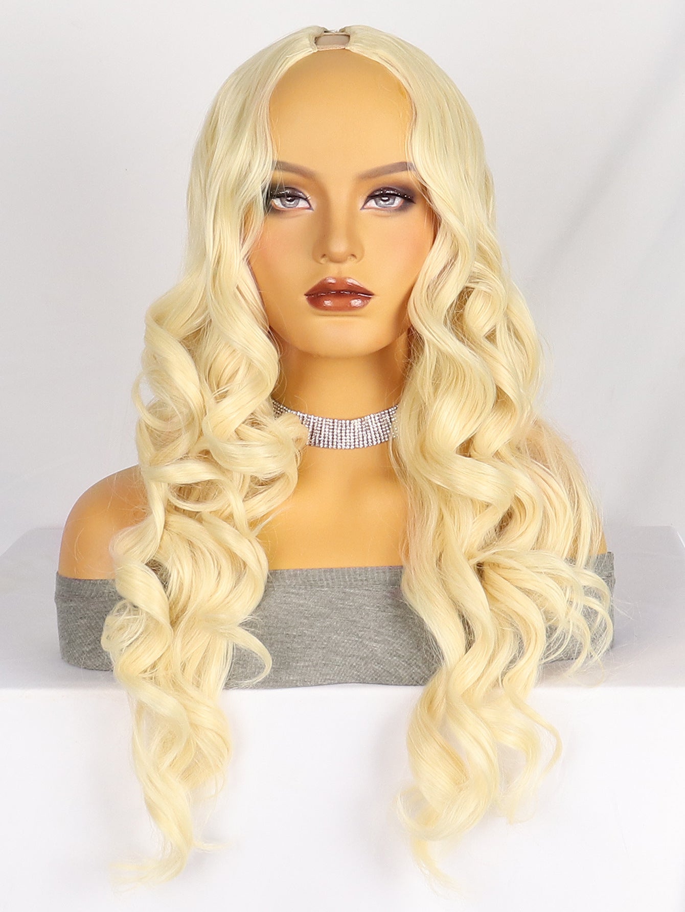 Curly Hair Mixed With Golden Big Wave Synthetic Wig Long Curls