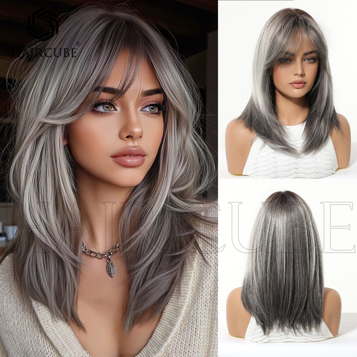 Headgear Female Atmosphere Sense Bangs Mid-length Temperament Wig Short Straight Hair
