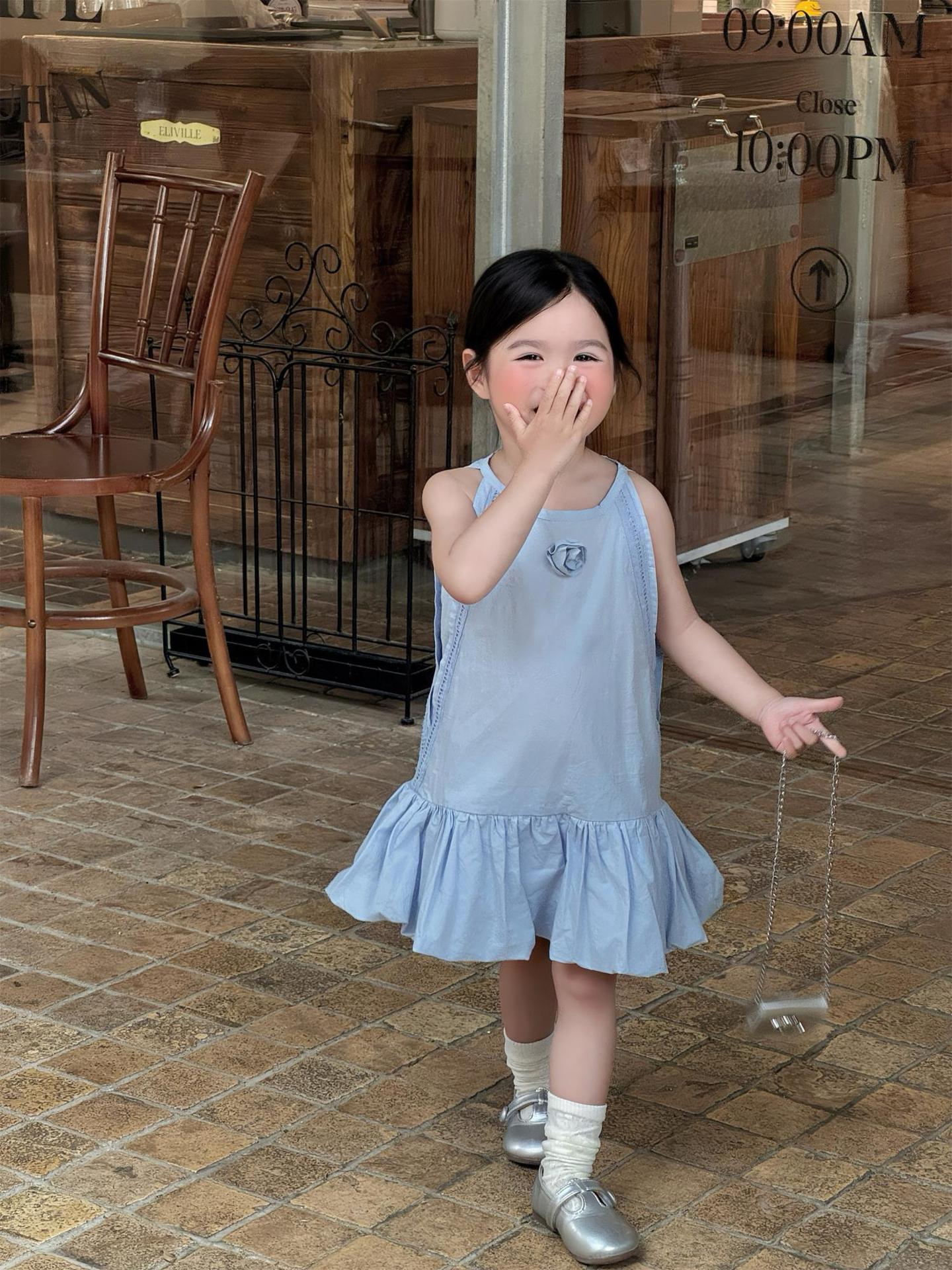 Flower Cotton Vest Flounced Skirt Sleeveless Children's Dress