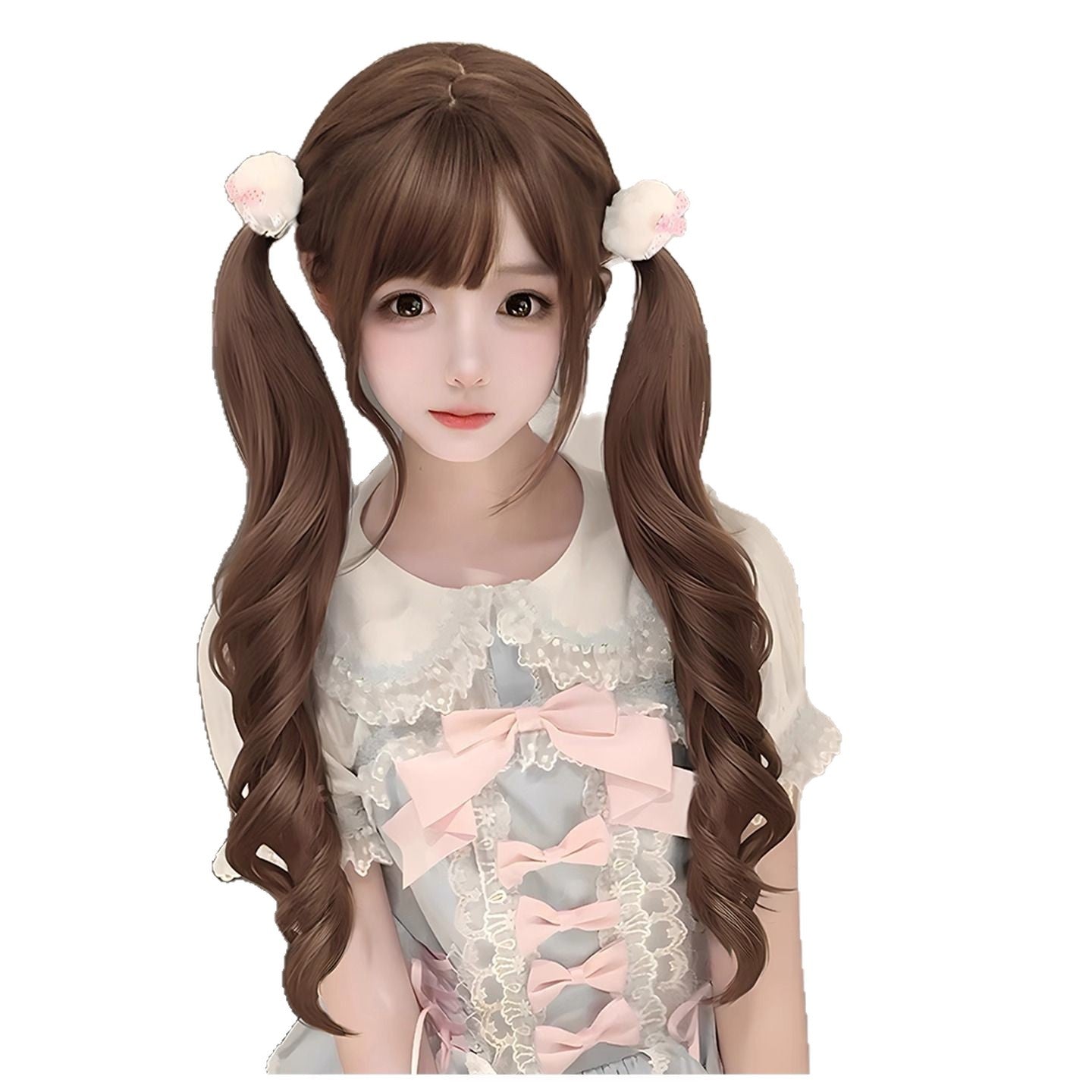 Women's Meng Fulfil Pairs Of Ponytail Hair Curly Honey Brown Artificial Wig Long Curls