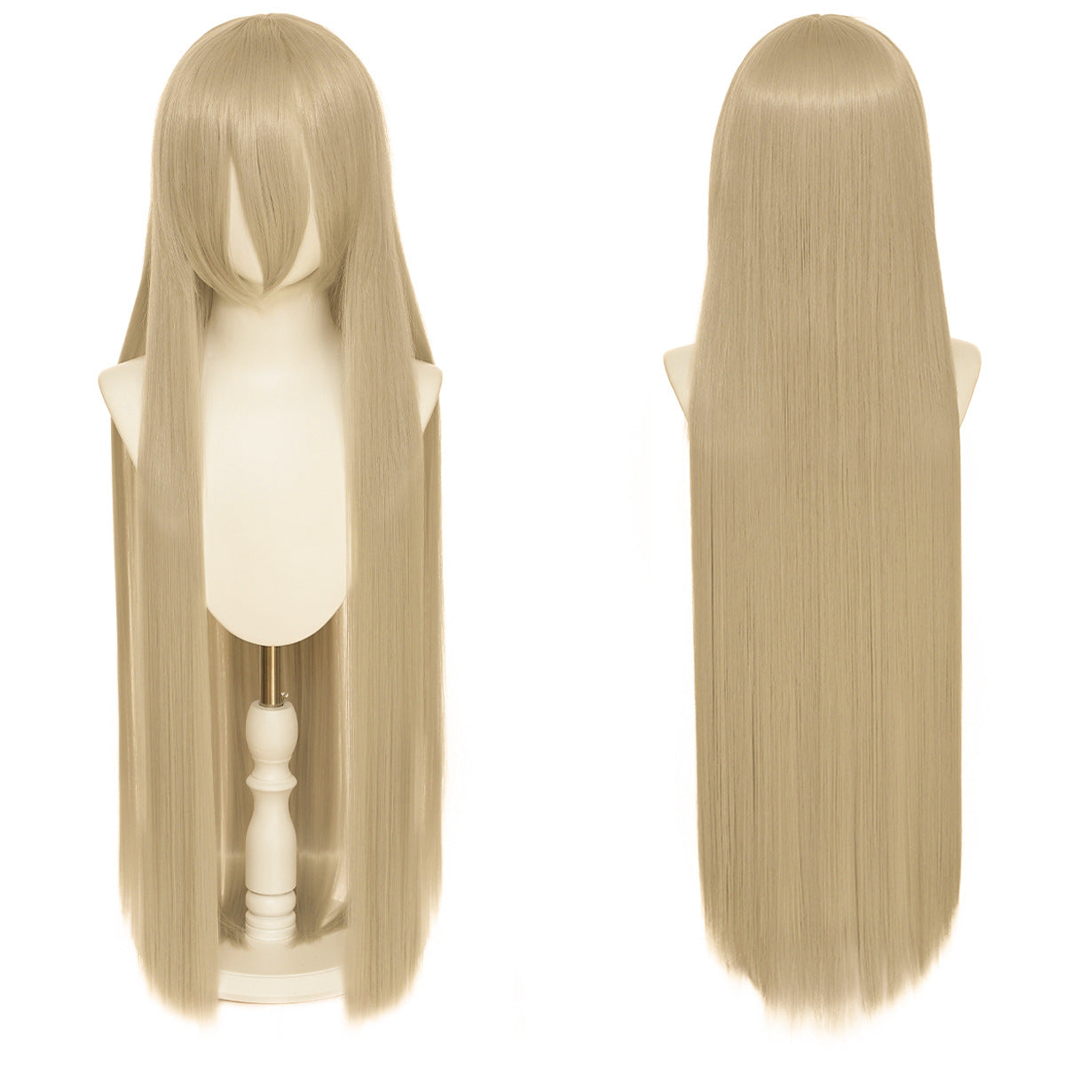 Long Straight Hair Hairpiece Blank Black White Cos Wig