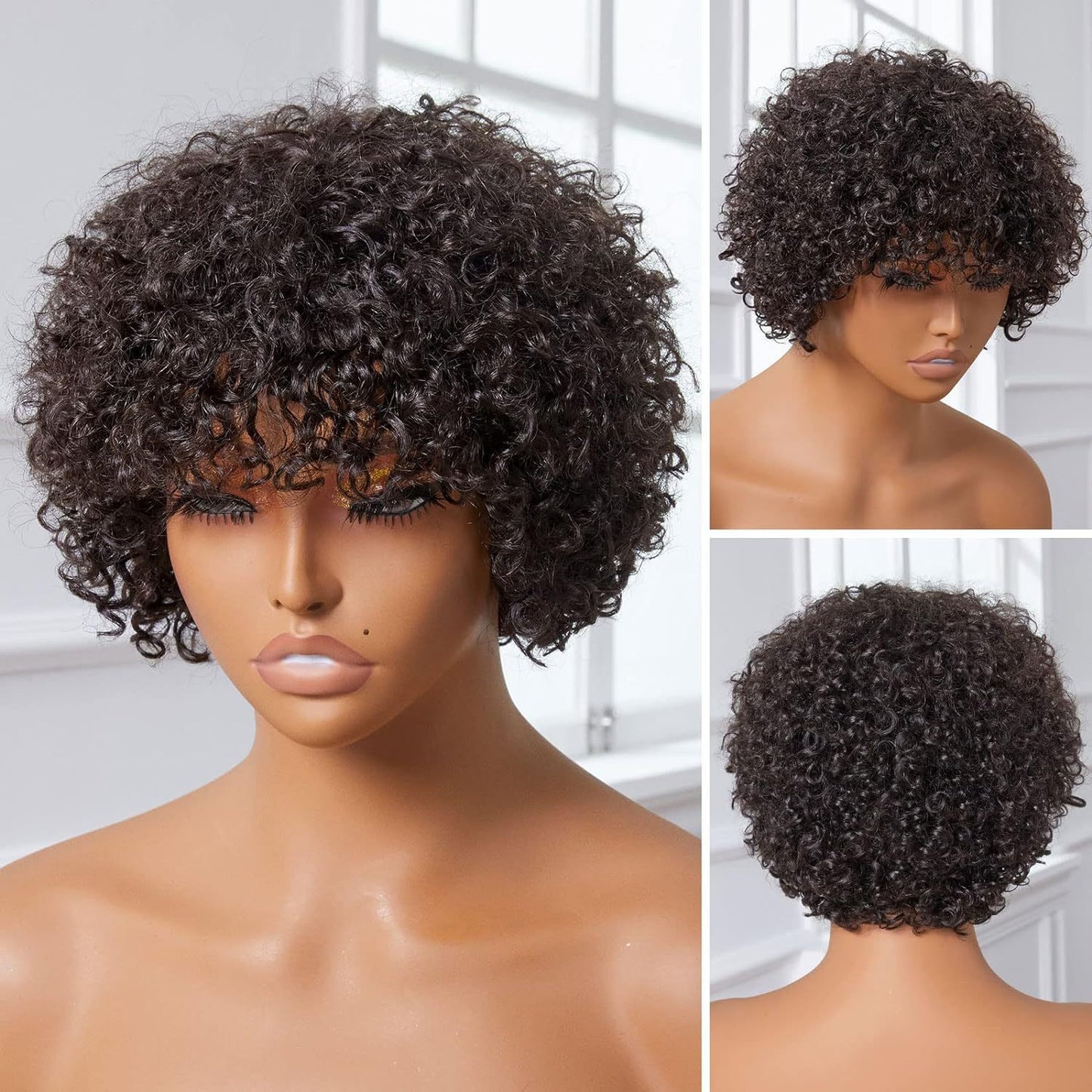 Casual Stylish Fashion Trendy Black Afro Wig Short Curly Hair