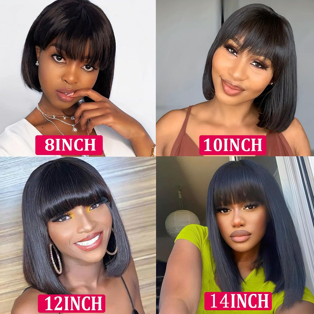 Real Human Mechanism Wave Head Cover Wig Short Straight Hair