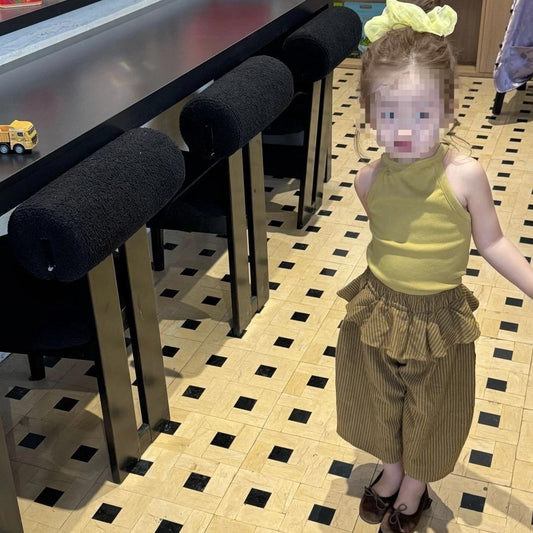 Children's Korean Style Clothing Yellow Halter Vest Fart Children's Suit