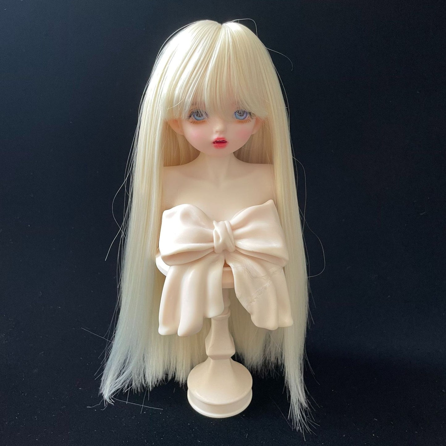 Soft Silk Optional Bangs Long Straight Hair Points Doll Head Cos Wig