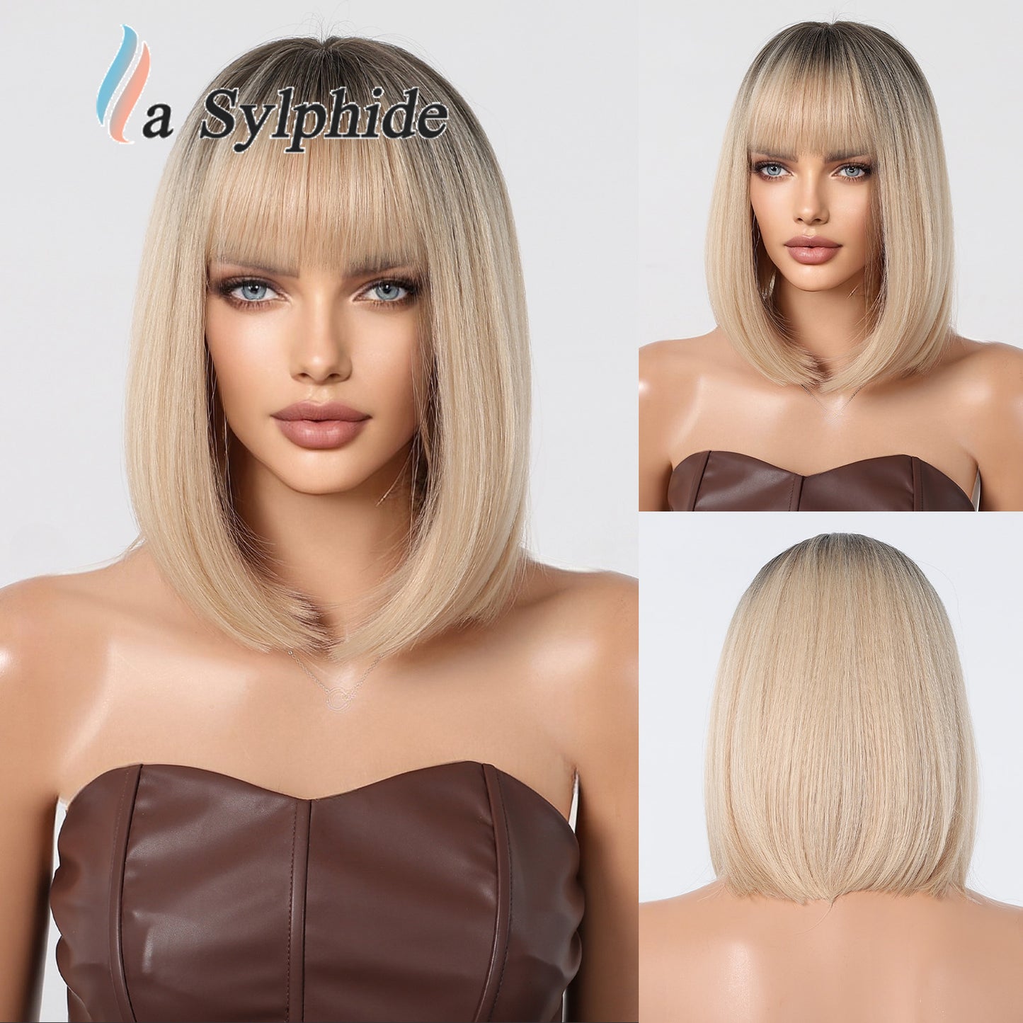 Full Head Cap Imitation Human Natural Top Wig Short Straight Hair