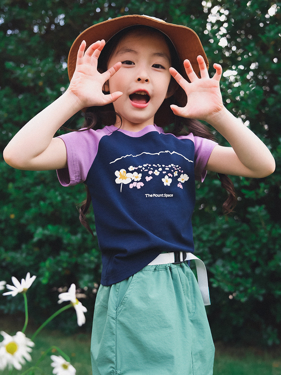 Children's Summer Color Contrast Patchwork Half-sleeved Lightweight Children's T-shirt