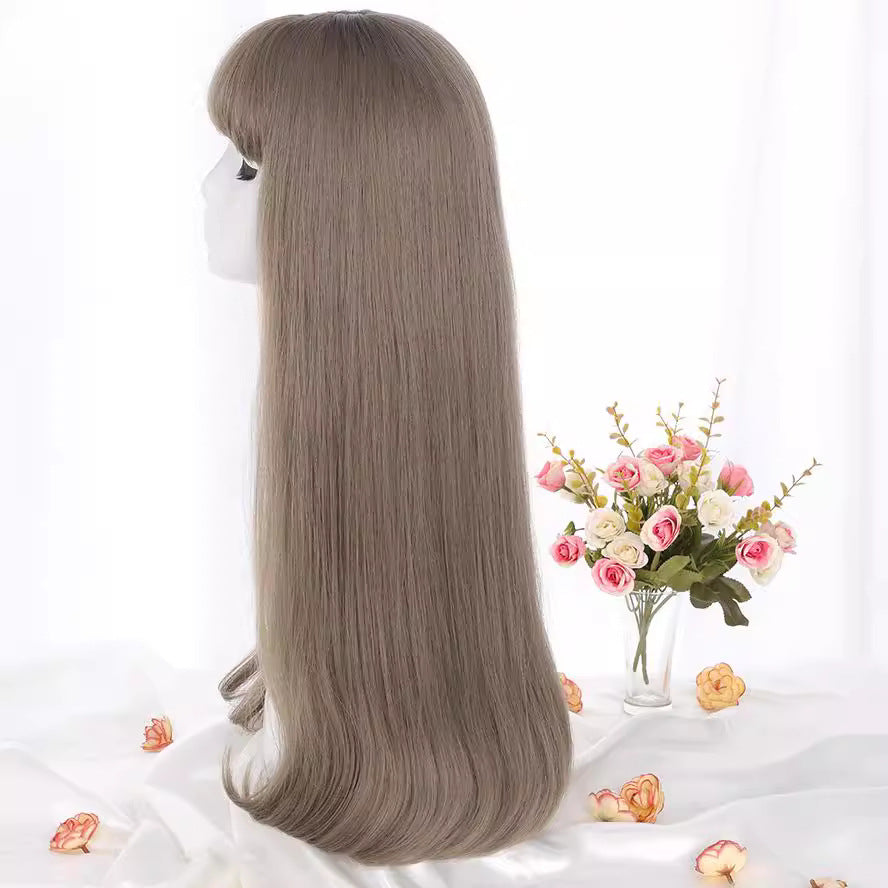 Inner Buckle Big Scalp Sheath Female Long Straight Wig