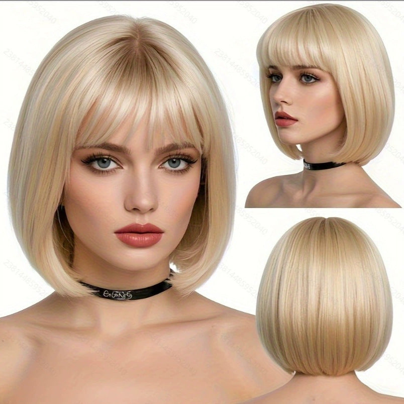 Cool Creative Women's Outside Bangs Air Wig Short Straight Hair