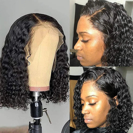Frontal Water Wave Bob Density Human Real Hair Wig