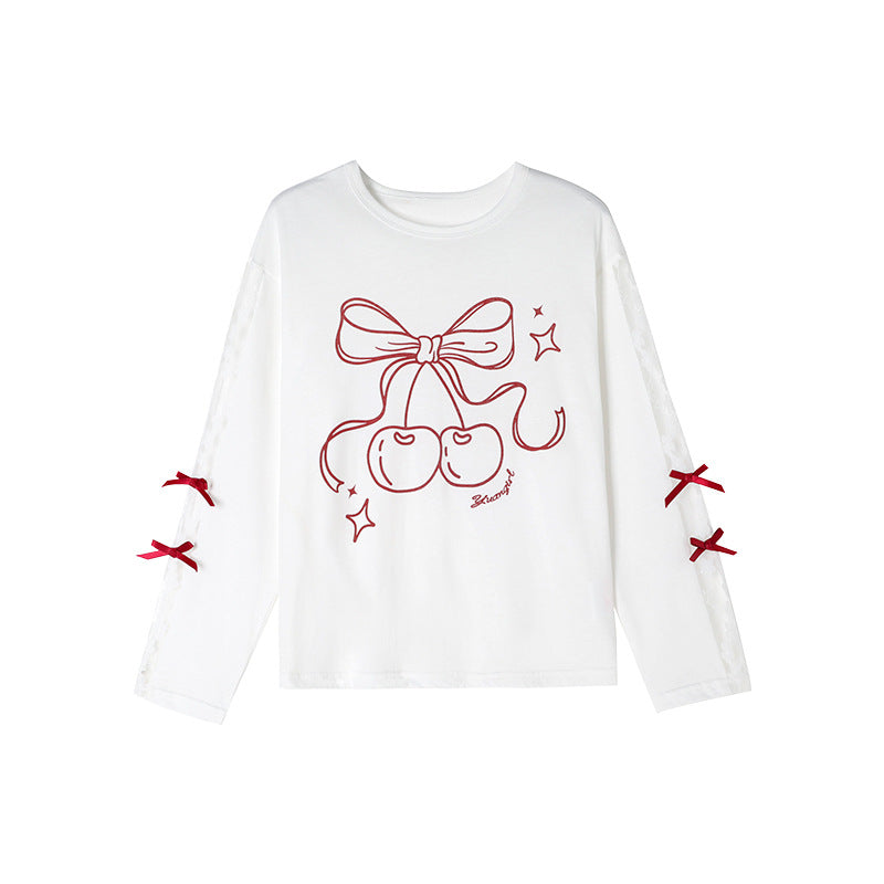 Children's Summer Thin Lace Stitching Bow Air Conditioning Children's T-shirt