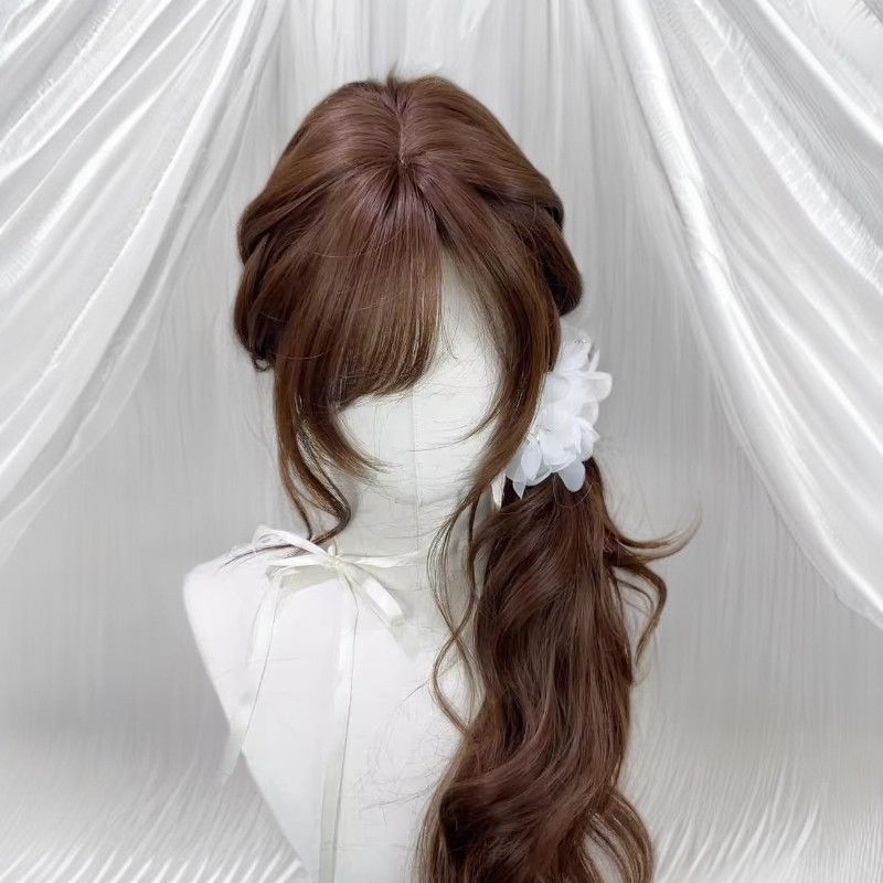 Early Style Chocolate Brown Curly Hair Gentle Sweet Wig Long Curls