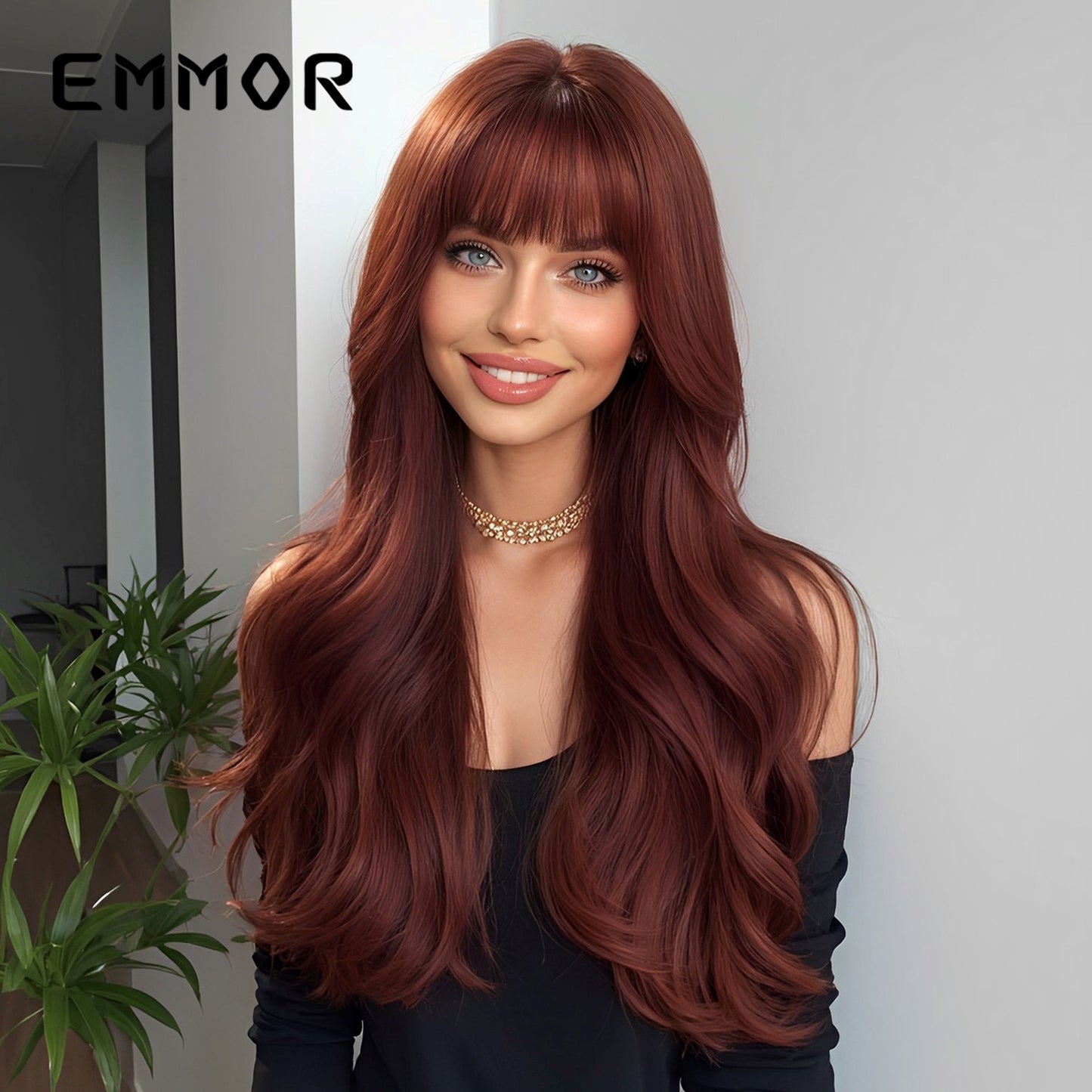 Bangs Red Wine Curly Hair Fiber Halloween Sheath Wig Long Curls