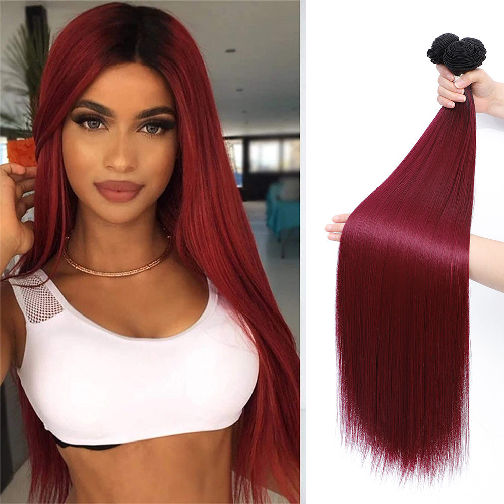 Women's Chemical Fiber African Hair Band Weft Long Straight Wig