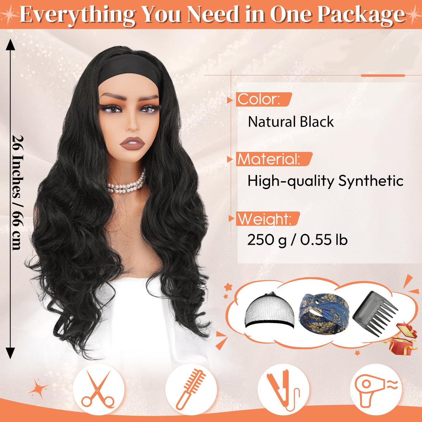 Women's Ice Ribbon Big Wave Curly Synthetic Wig Long Curls