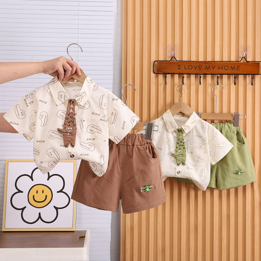 Children's Summer Clothes Blouse Short-sleeved Two-piece Trendy Children's Suit