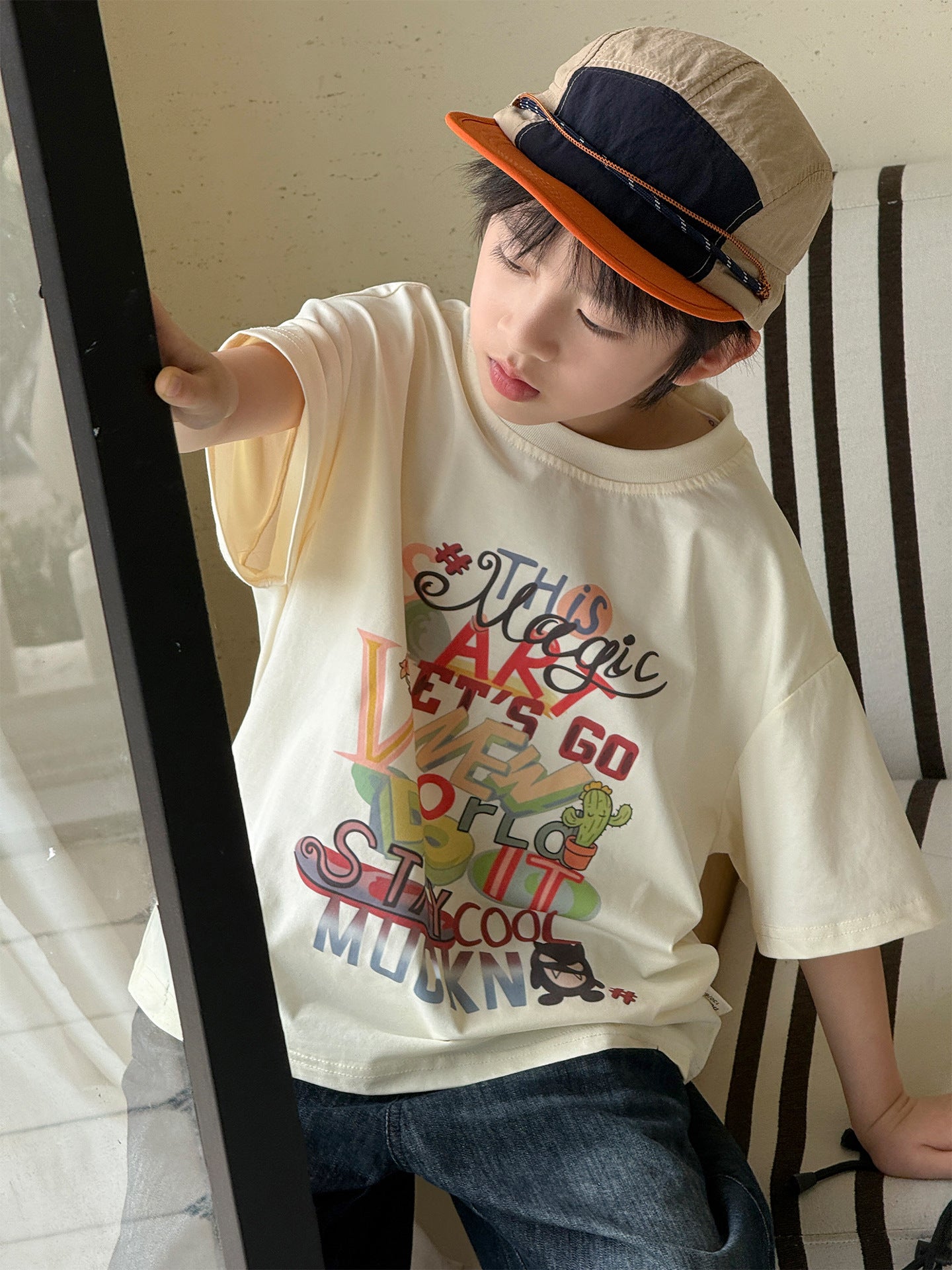 Children's Korean Style American Printed Short Sleeve Casual Children's T-shirt