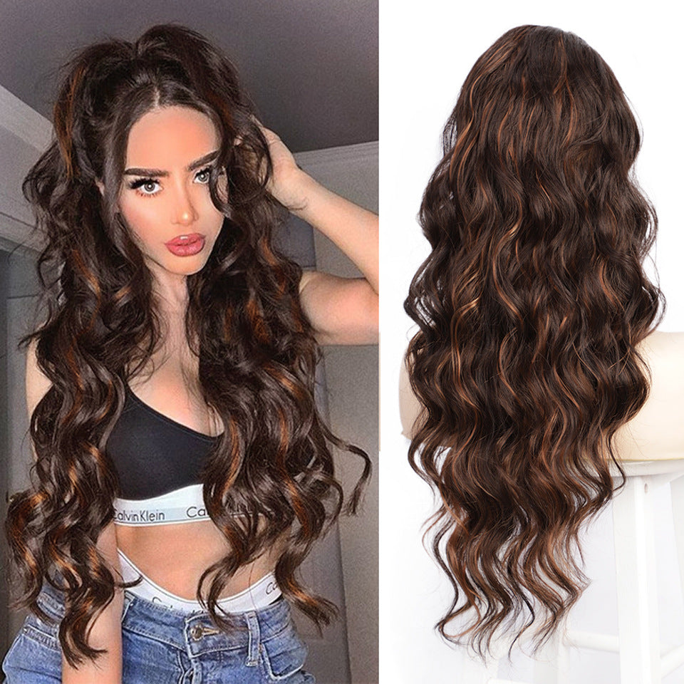 Women's Fiber Drawstring Hair Extension Big Wave Chemical Wig Ponytail