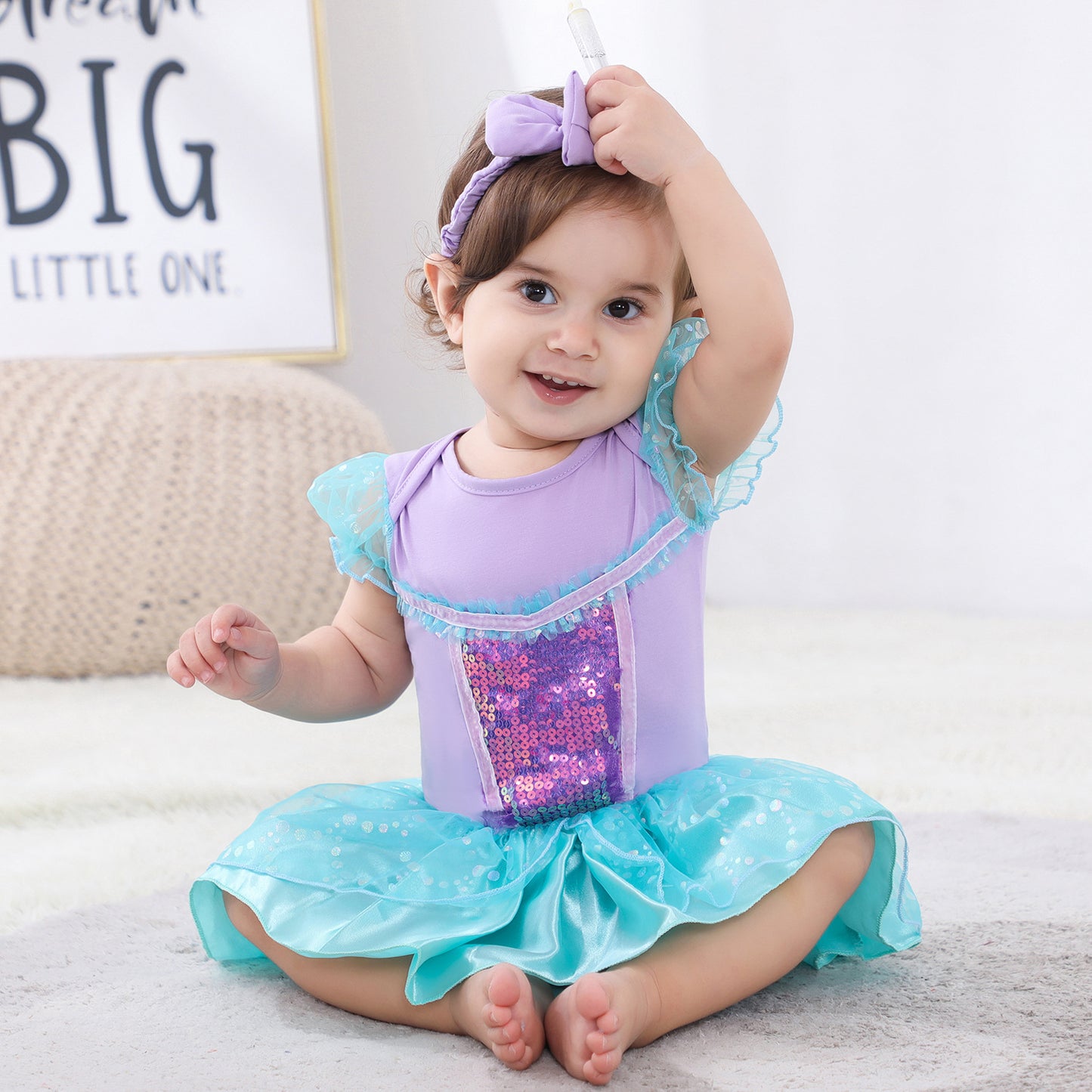 Christmas Mermaid Jumpsuit Long Hair Princess Elsa Romper Toddler Crawling Jumpsuit, Climbing Suit