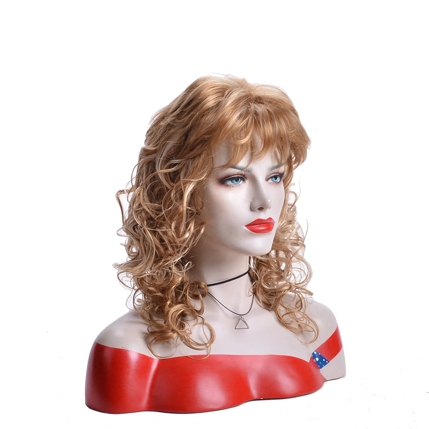 Women's Golden Chemical Fiber Rose Net Head Wig Short Curly Hair