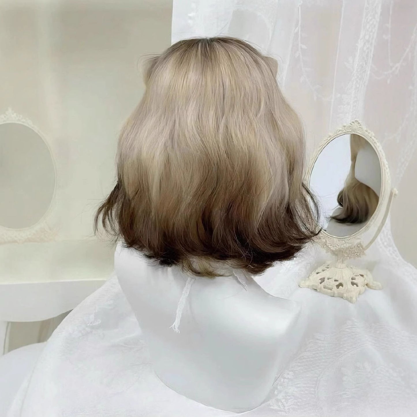 Gold Gradient Small Curls Paris Painting Wig Short Curly Hair