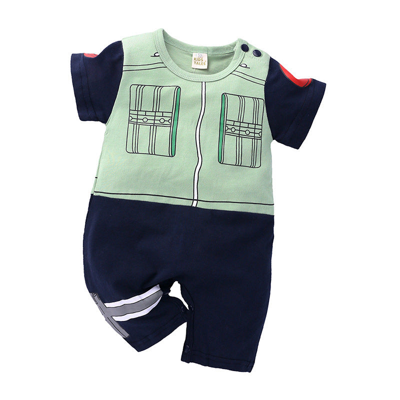 Summer Cartoon Anime Boy Short Sleeve Jumpsuit, Climbing Suit