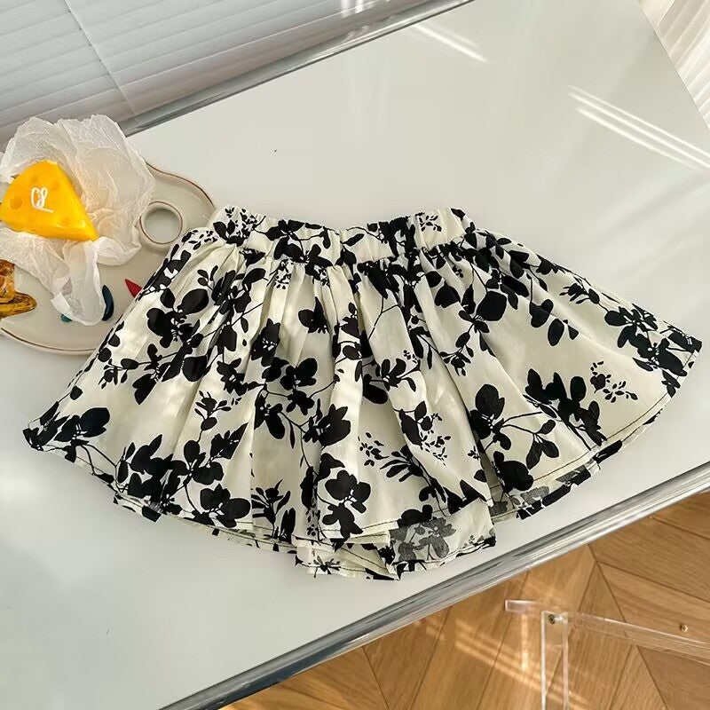 Summer Small Floral Culottes Soft Breathable Cotton Shorts Fashionable Children's Pants